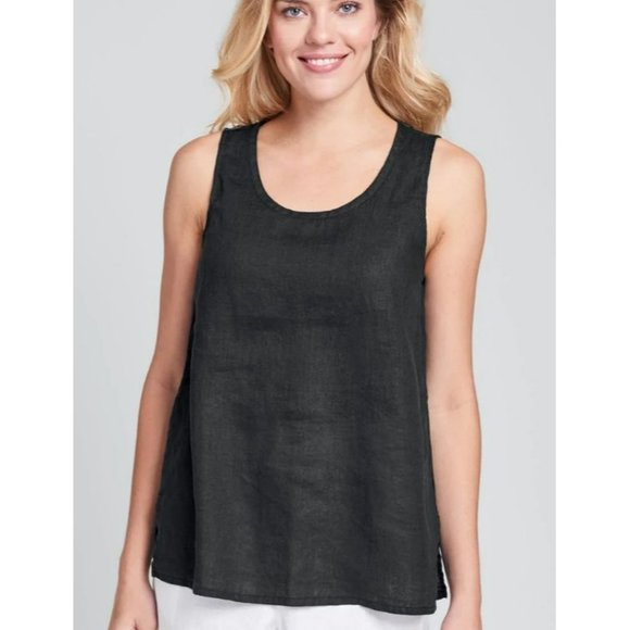 Flax Tops - Flax Fundamental Black Tank Top Linen Women's Size Medium